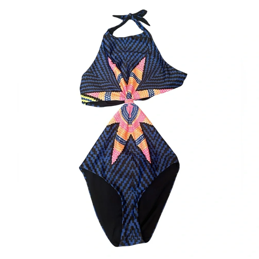 Mara Hoffman Blue and Pink Cutout Swimsuit - Picture 8 of 10